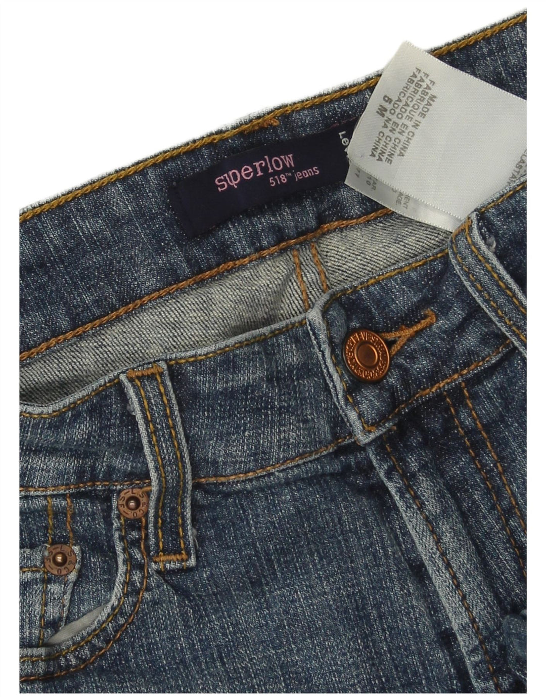 LEVI'S Dame 518 Super Low Bootcut Jeans US 5 Medium W28 L31 Blå Bomuld