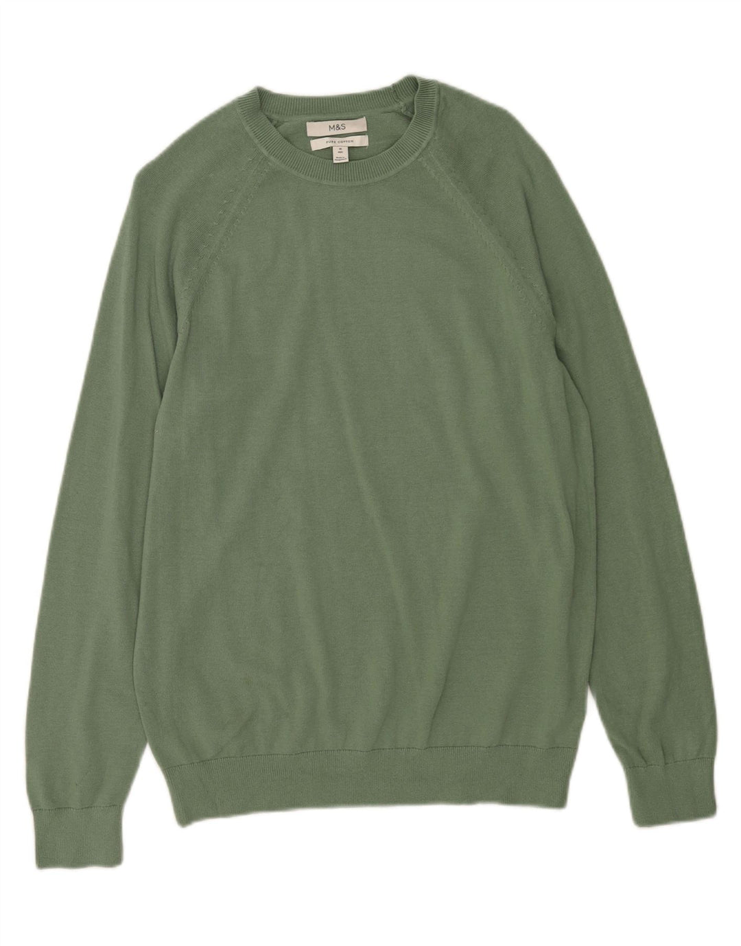 Marks & Spencer Herre sweater med rund hals, mellemgrøn bomuld