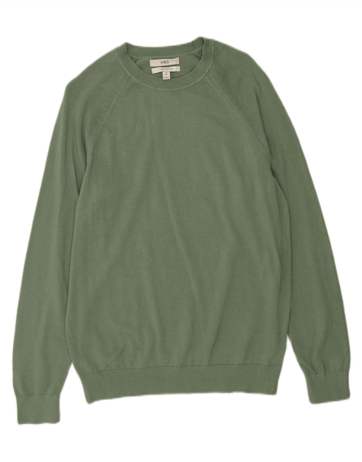 Marks & Spencer Herre sweater med rund hals, mellemgrøn bomuld