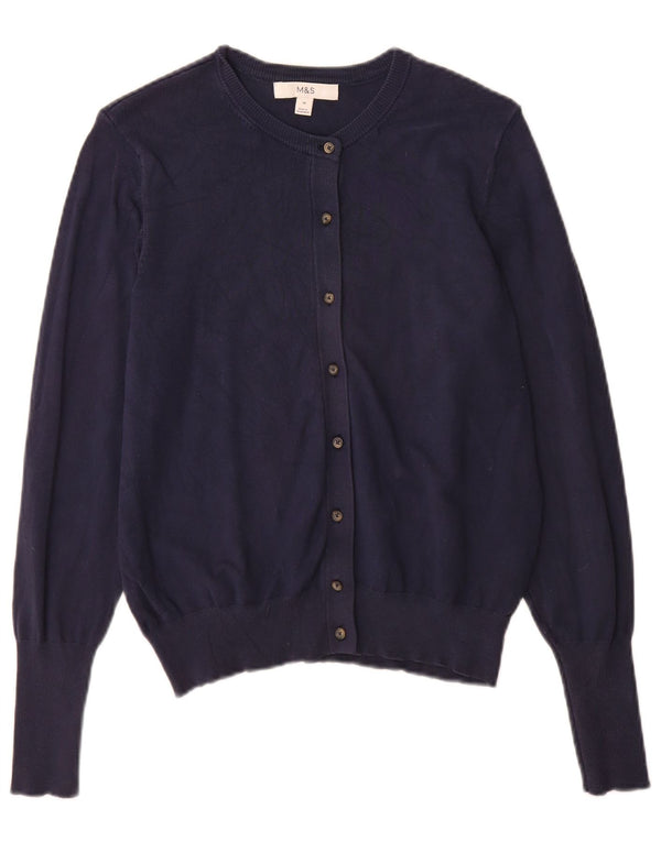 Marks & Spencer Dame Cardigan Sweater UK 14 Medium Navy Blue Viscose