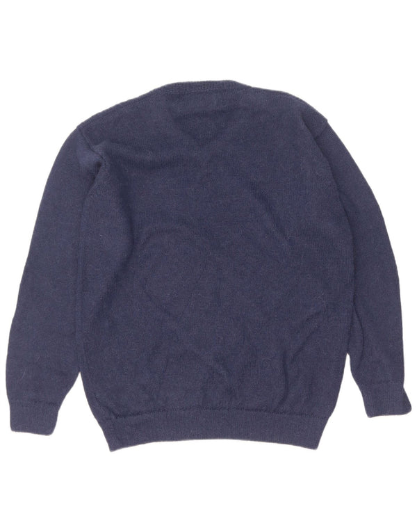 Vintage herre V-hals sweater XL marineblå alpaka uld