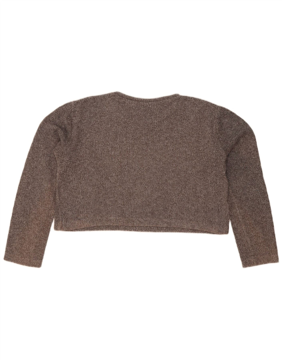 Zara Womens Crop Top Langærmet UK 14 Medium Grey Bomuld