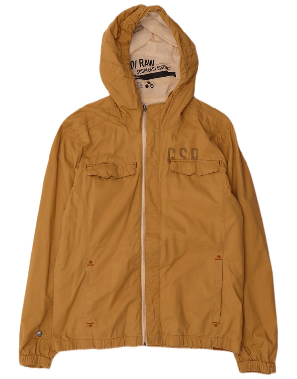 G-Star Herre Grafisk Hooded Bomber Jacket UK 42 XL Beige Bomuld