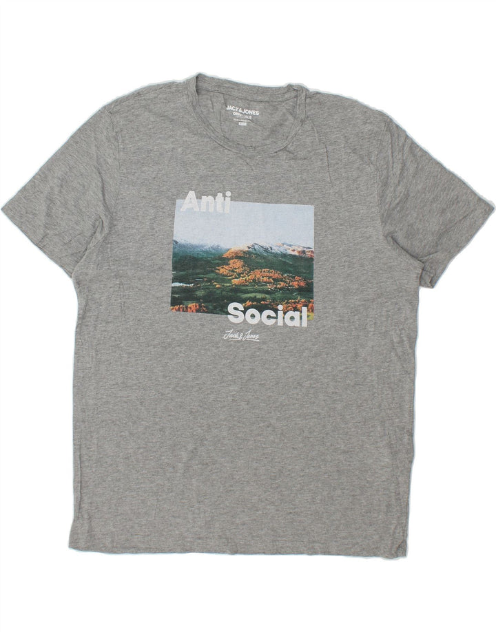 JACK & JONES Mens Slim Fit Graphic T-Shirt Top 2XL Grey Vintage Jack & Jones and Second-Hand Jack & Jones from Messina Hembry 