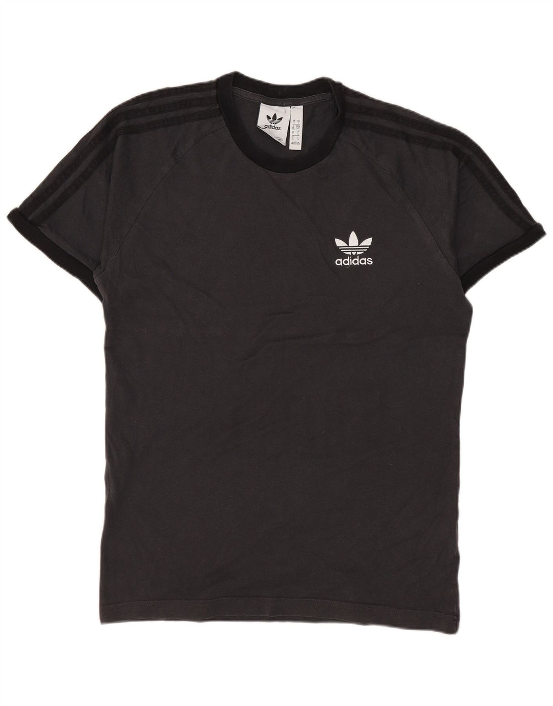 ADIDAS Herre T-Shirt Top Lille Grå Colourblock Bomuld