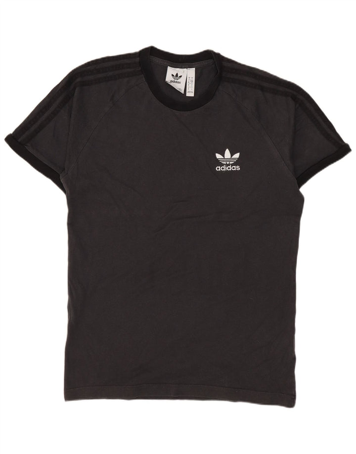 ADIDAS Herre T-Shirt Top Lille Grå Colourblock Bomuld