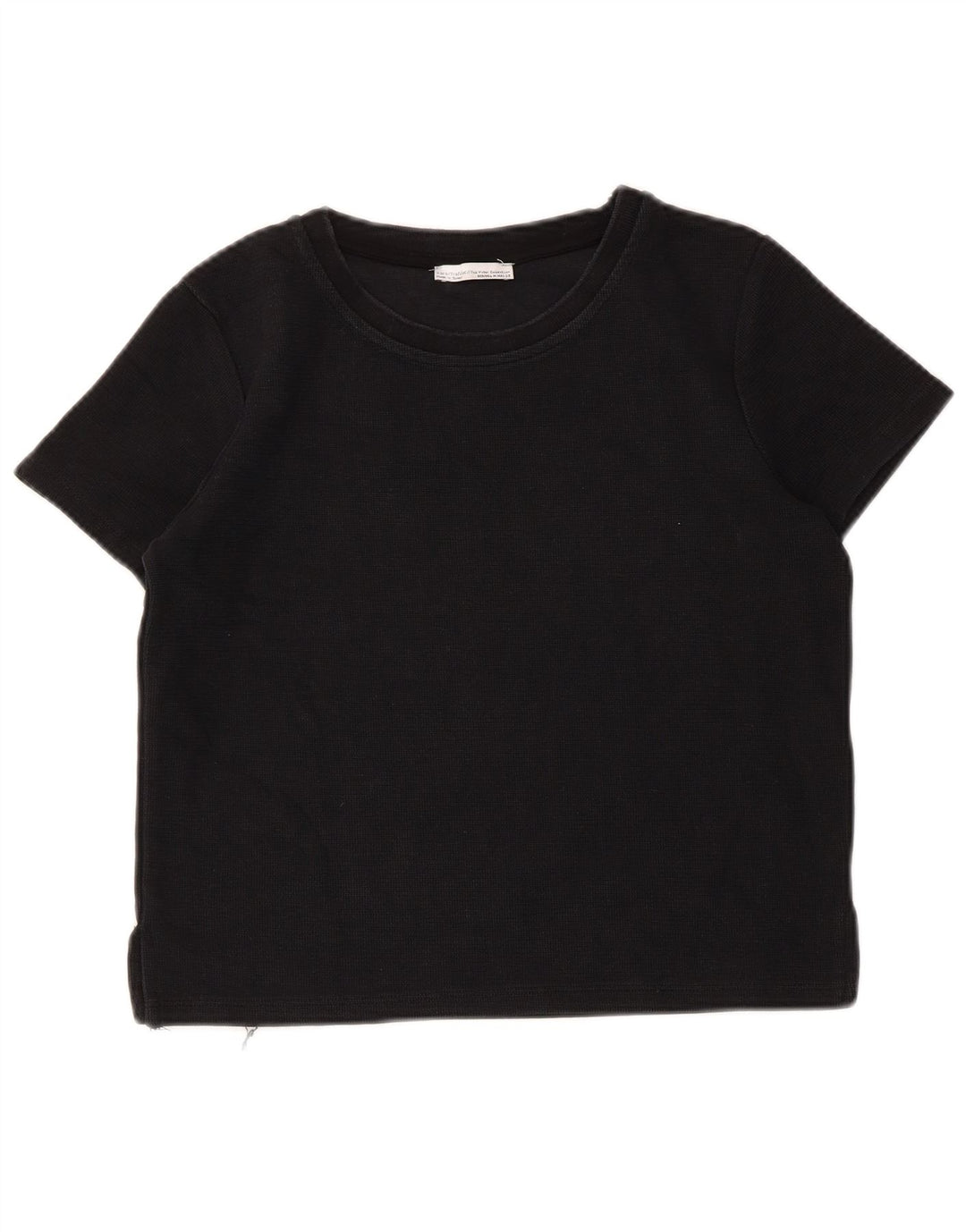 Zara Womens Crop T-Shirt Top UK 12 Medium Sort Bomuld