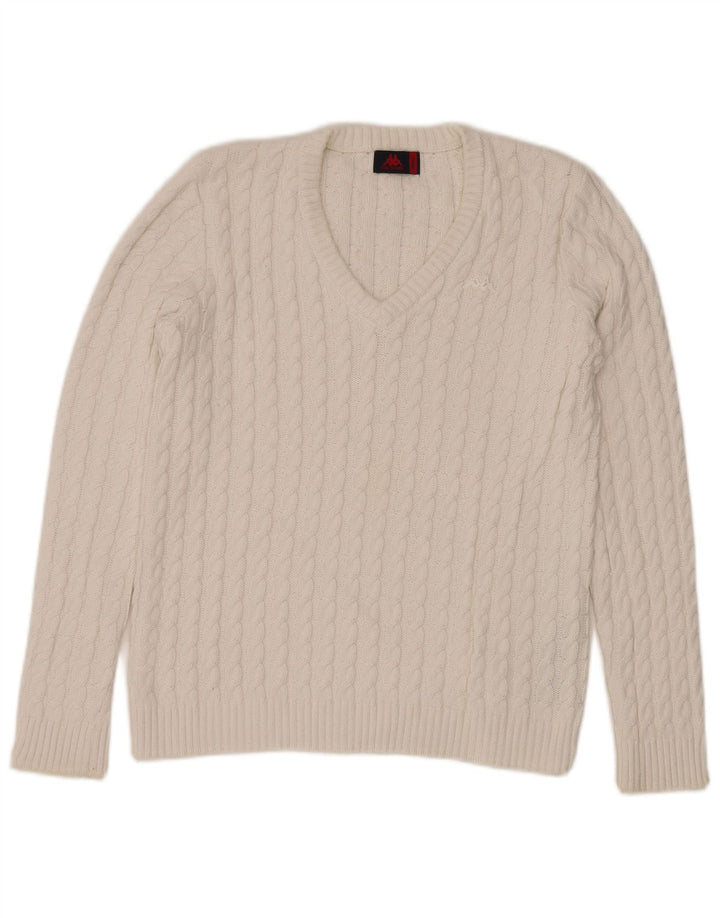 Kappa Dame V-hals sweater UK 10 Small White Bomuld
