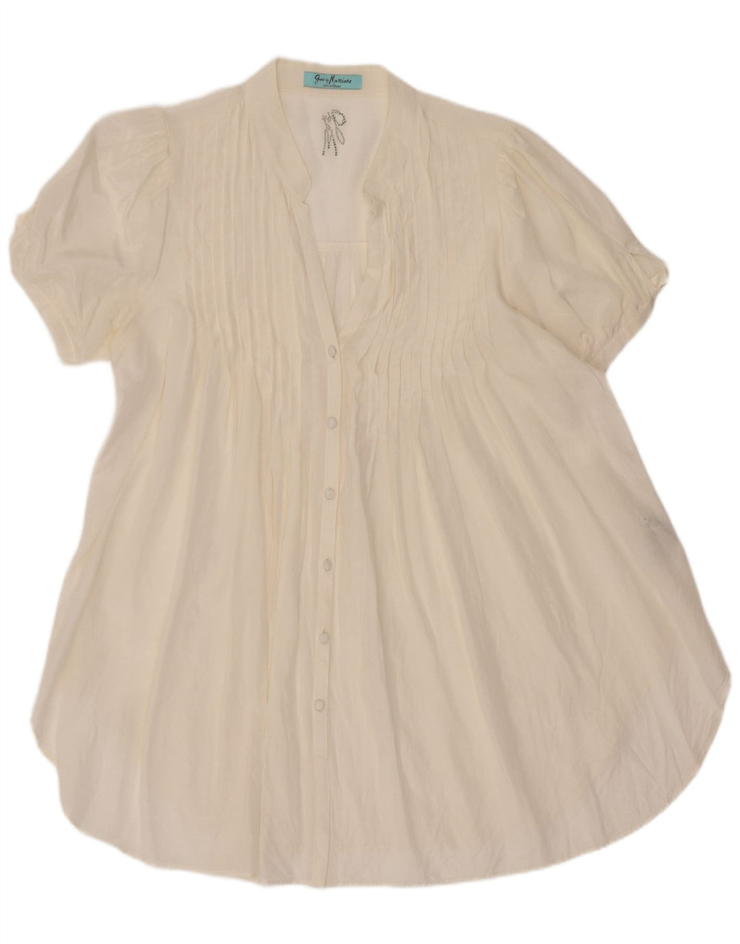 Guess By Marciano Kortærmet skjortebluse til kvinder IT 44 Medium Off White