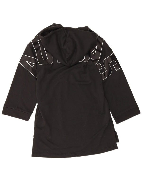 Adidas Graphic Oversized Hoodie Dress UK 10 Small Black Bomuld