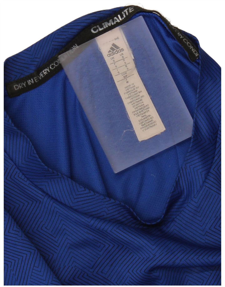 Adidas Dame Climalite T-Shirt Top Lille Blå Geometrisk Polyester