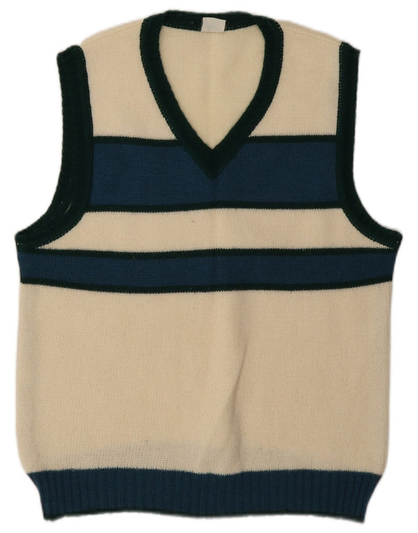 Vintage Dame Vest Tank Top IT 48 XL Hvid Colourblock