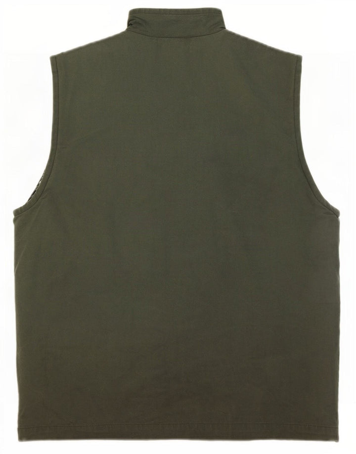 Vintage Herre Utility Gilet UK 38 Medium Khaki Cotton