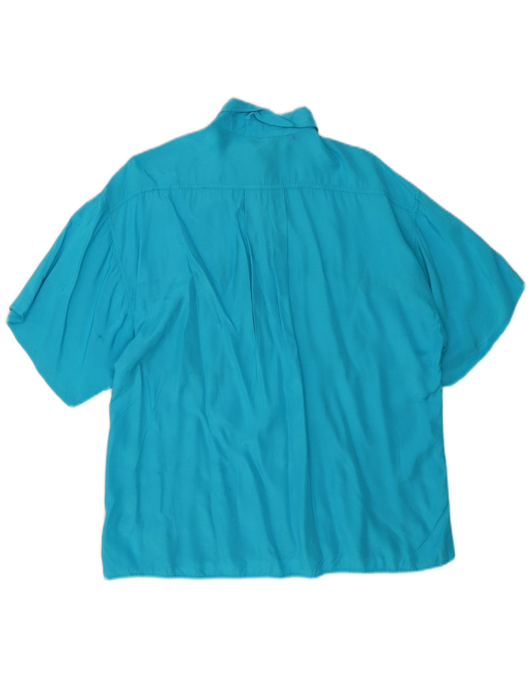 STEFANEL Womens Oversized Short Sleeve Shirt UK 10 Small Blue Viscose
