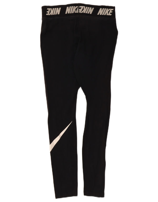 Nike Womens Graphic Leggings UK 12 Medium Black Cotton