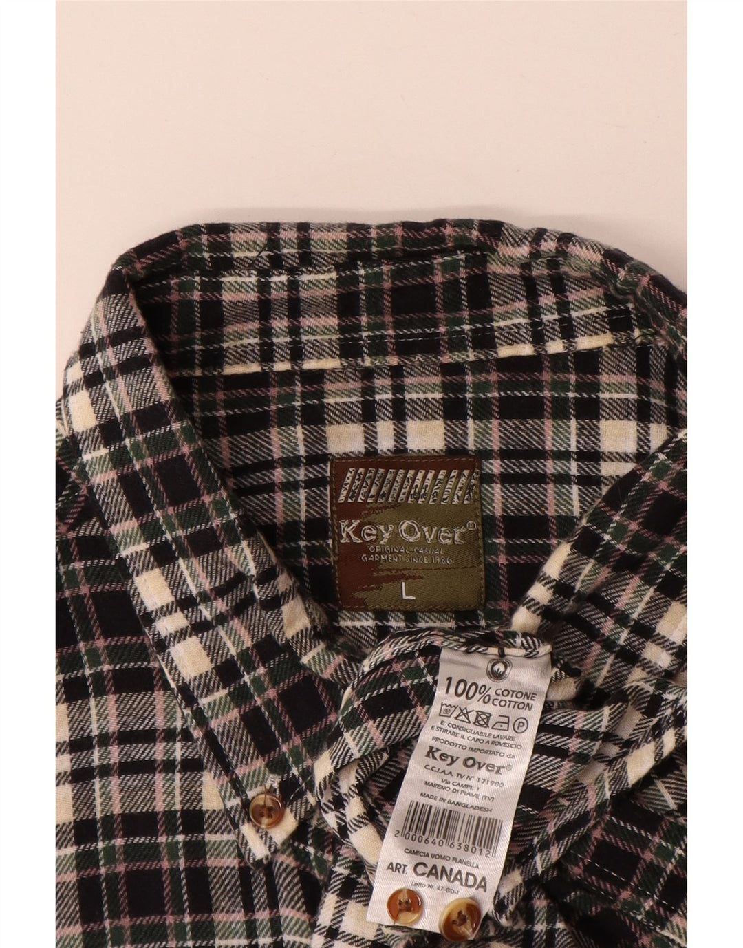 Vintage flannelskjorte til mænd, stor sort ternet bomuld