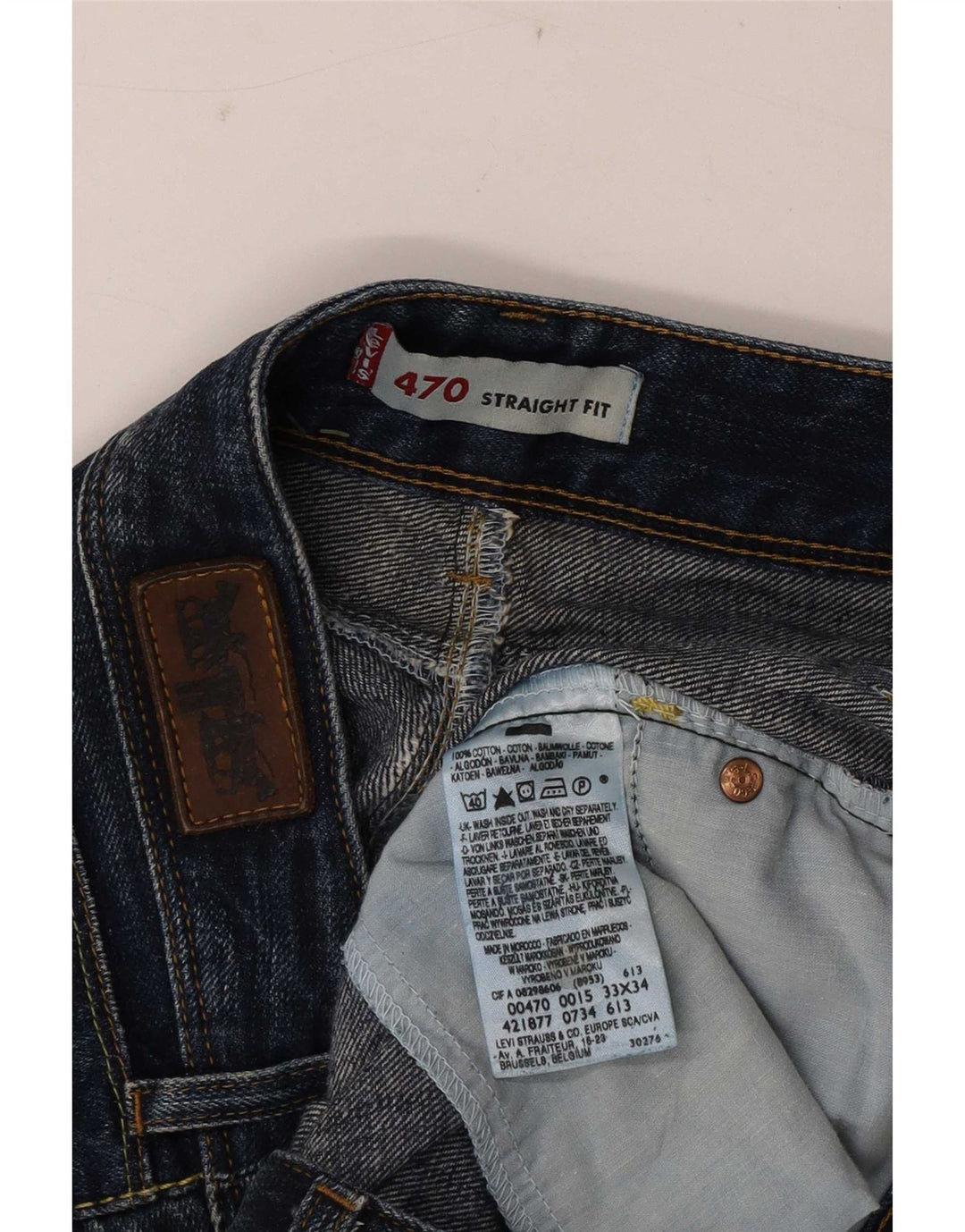 Levi's Dame 470 Straight Jeans W33 L34 Marineblå Bomuld