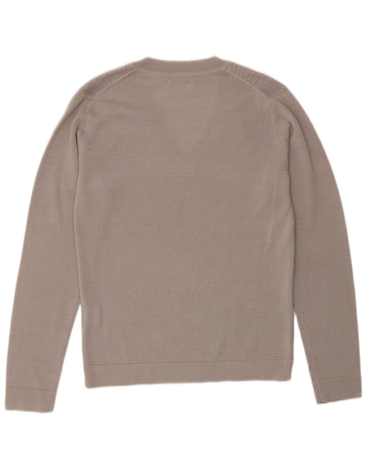 CALVIN KLEIN Dame Golf V-hals sweater UK 10 Small Beige Uld