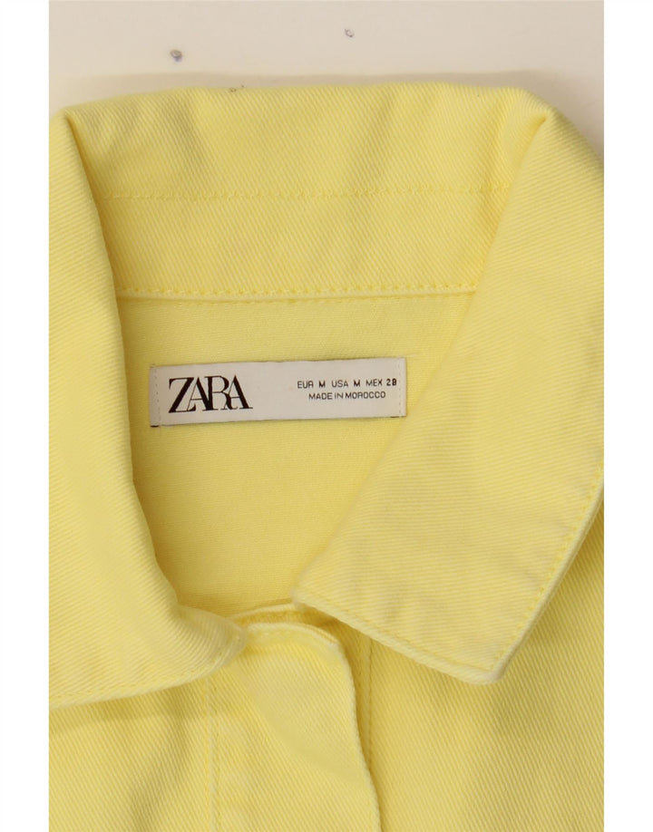 ZARA Womens Denim Jacket UK 14 Medium Yellow Cotton Vintage Zara and Second-Hand Zara from Messina Hembry 