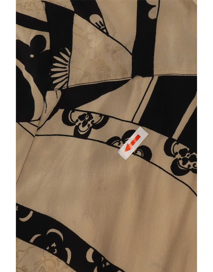 Vintage kortærmet skjorte til kvinder IT 52 2XL Beige Patchwork