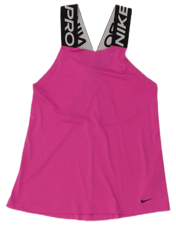 Nike Dame Dri Fit Grafisk Vest Top UK 10 Small Pink Colourblock Polyester