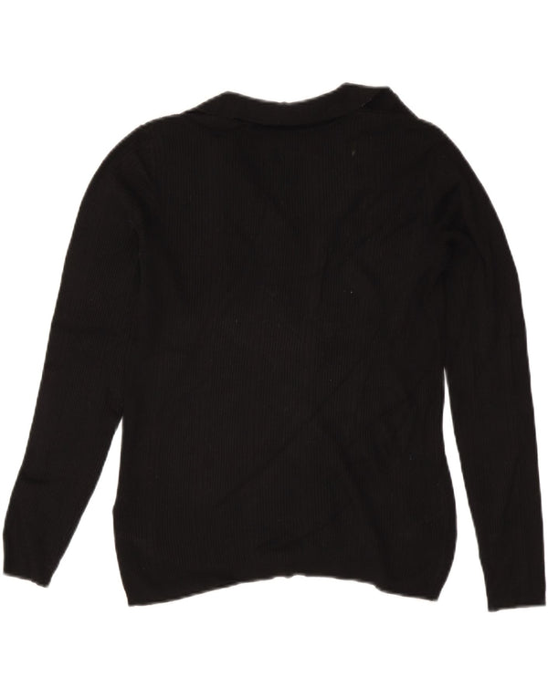 Marks & Spencer Womens Polo Neck Jumper Sweater UK 12 Medium Black Viscose