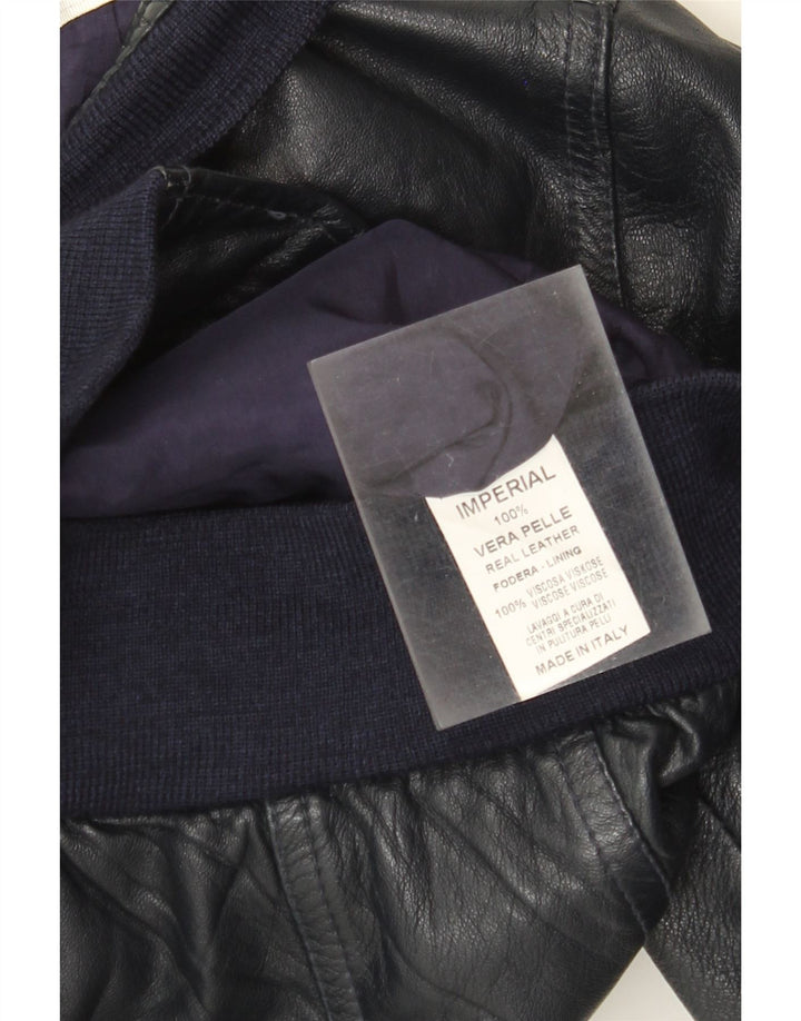 Imperial Dame Læderjakke UK 12 Medium Navy Blue Læder