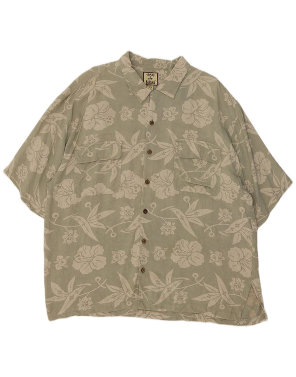 Tommy Bahama Kortærmet Herreskjorte 2XL Grøn Floral Silke