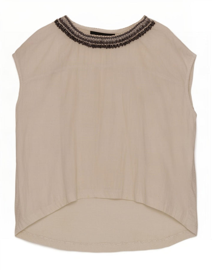Zara Dame Oversized Bluse Top UK 10 Small White