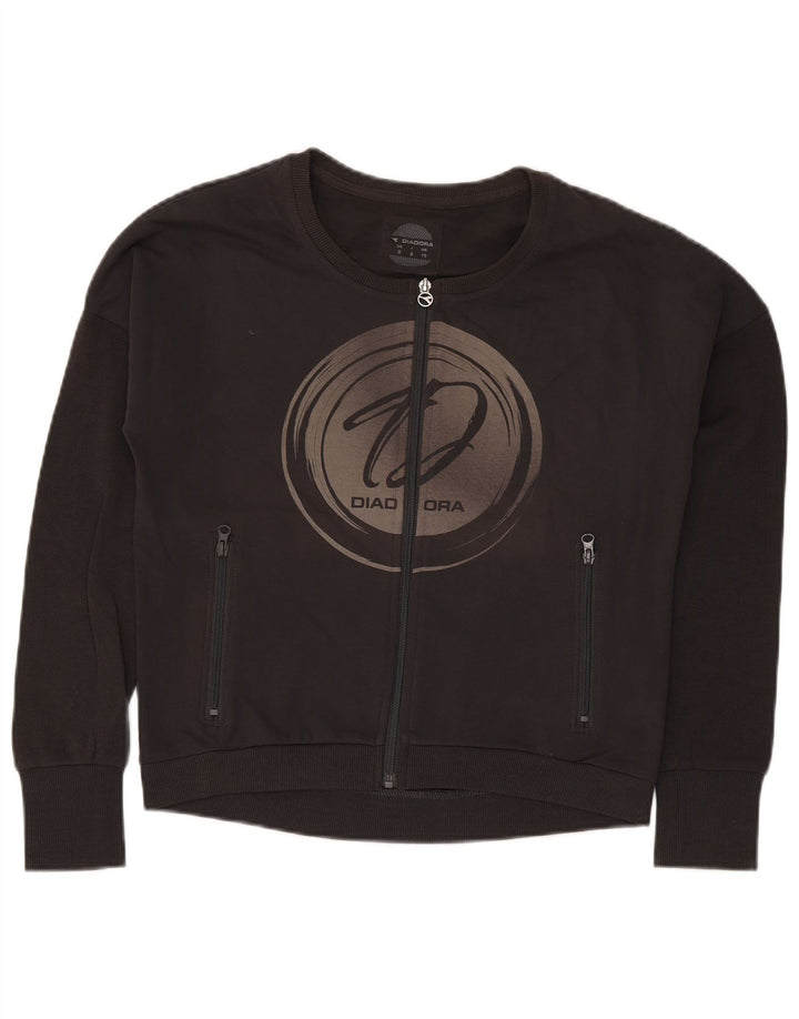 Diadora Dame Oversized grafisk træningsdragt Top Jacket UK 10 Small Black