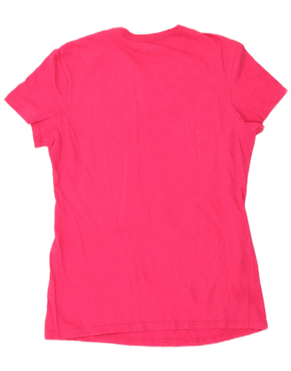 Adidas Dame Grafisk T-Shirt Top UK 16 Stor Pink Bomuld