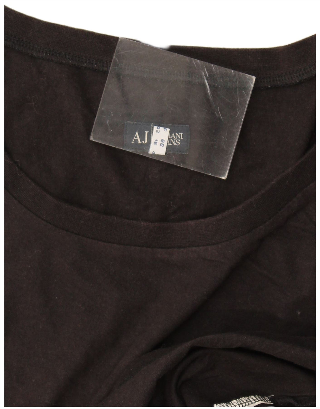 Armani Jeans Dame Grafisk Top Langærmet UK 16 Large Sort