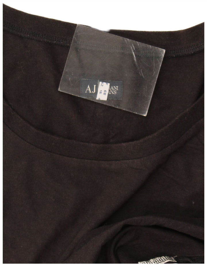 Armani Jeans Dame Grafisk Top Langærmet UK 16 Large Sort