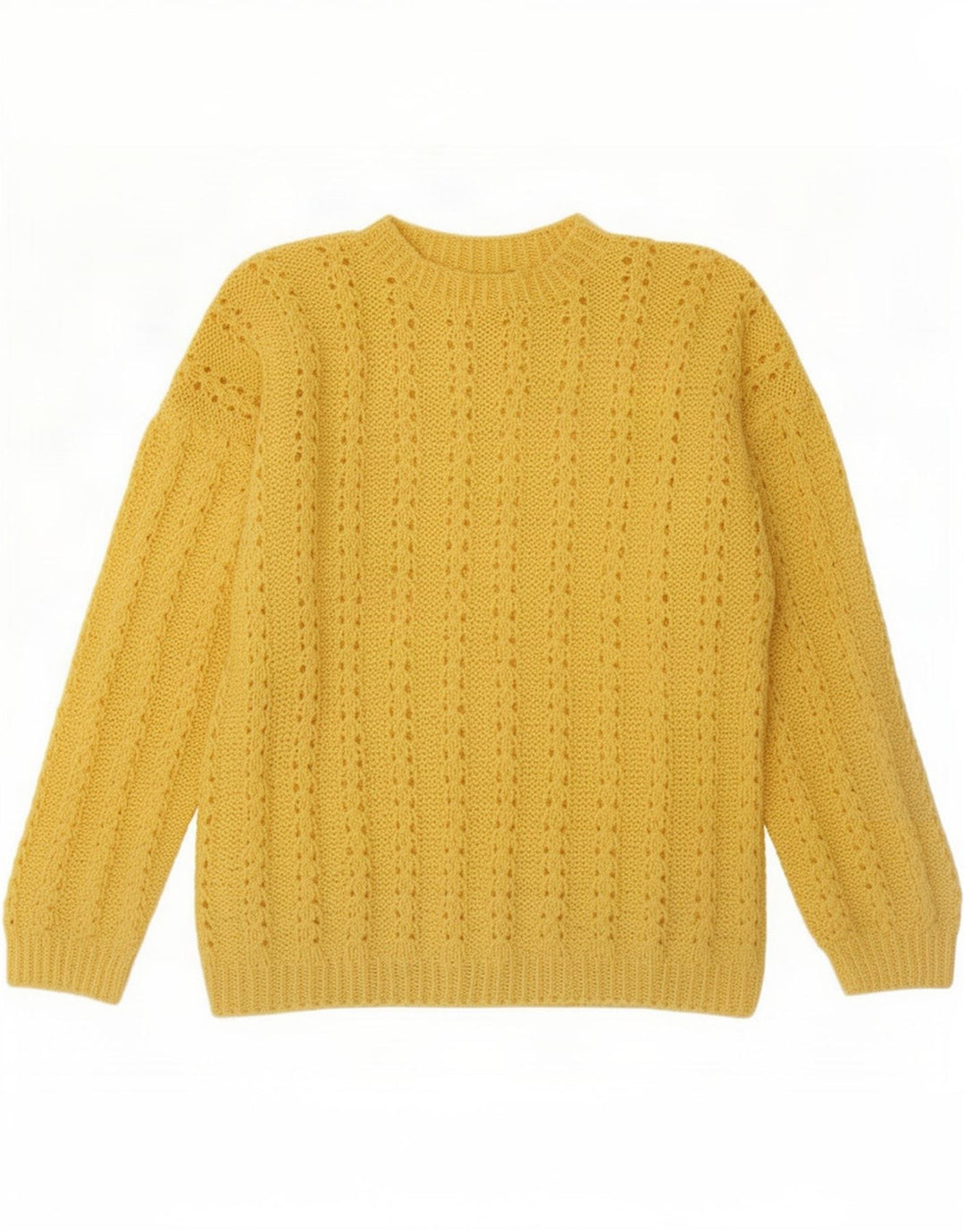 Vintage Herre Turtle Neck Jumper Sweater Stor Gul