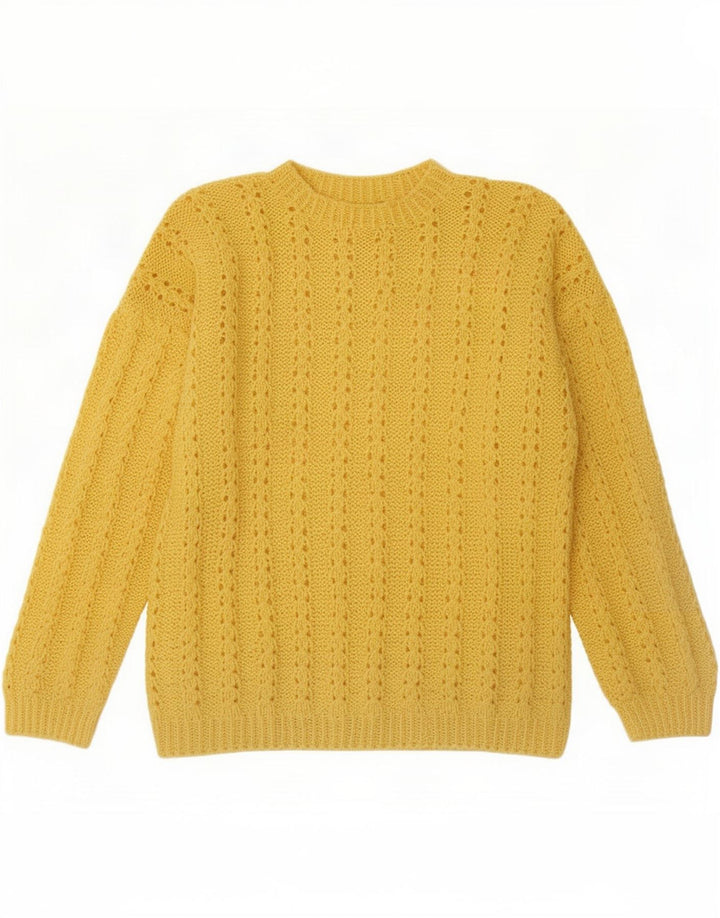 Vintage Herre Turtle Neck Jumper Sweater Stor Gul