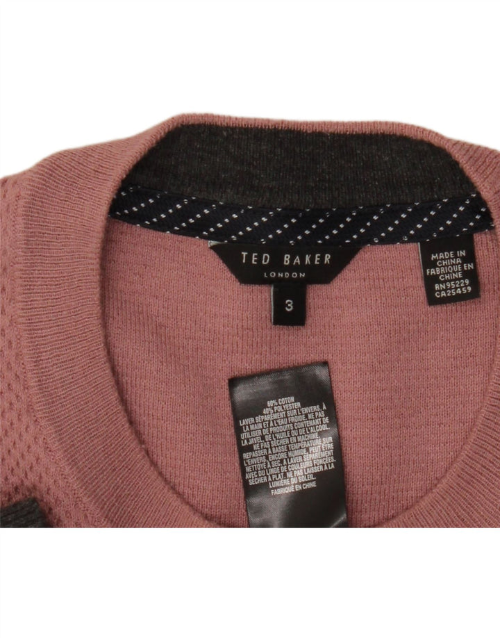 Ted Baker Herre Crew Neck Jumper Sweater Størrelse 3 Medium Sort Colourblock
