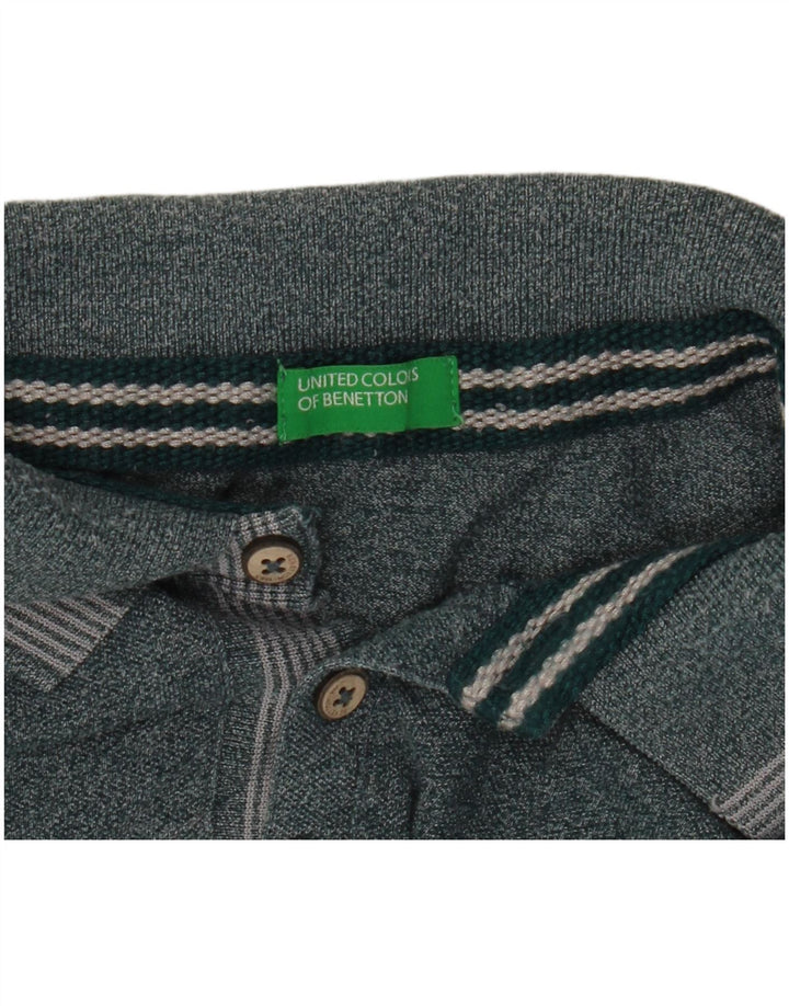 Benetton Herre grafisk poloshirt Medium Grøn Flecked