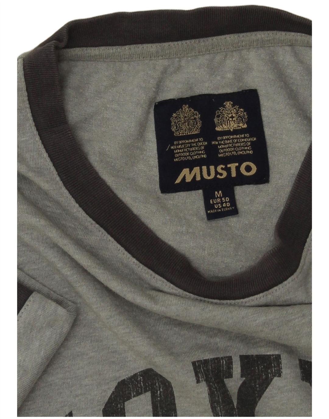 MUSTO Herre grafisk T-shirt Top Medium Grey Flecked