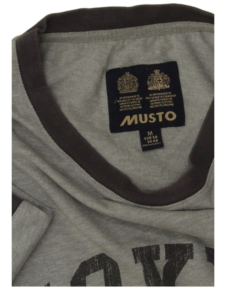 MUSTO Herre grafisk T-shirt Top Medium Grey Flecked