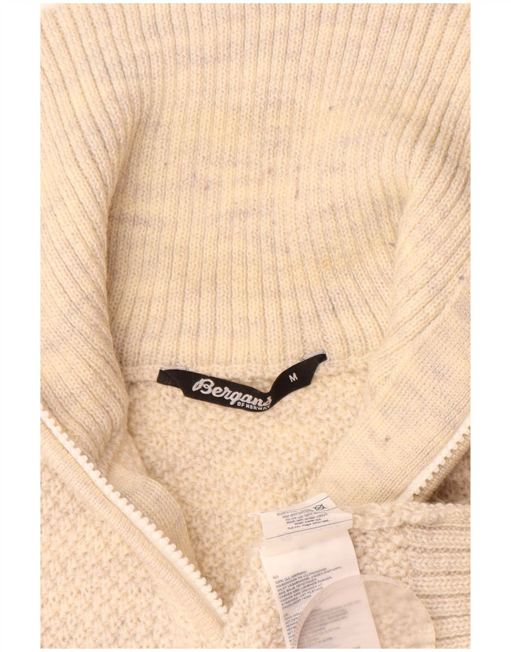 Bergans Herre Zip Neck Jumper Sweater Medium Beige Flecked Merino Wool