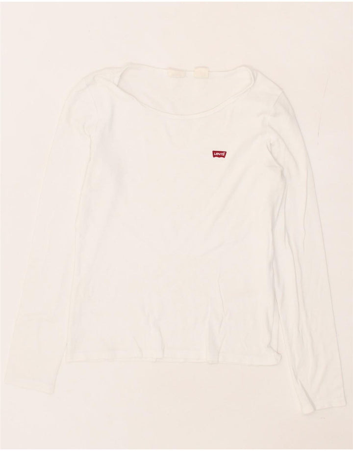 LEVI'S Womens Top Long Sleeve UK 12 Medium White Cotton Vintage Levi's and Second-Hand Levi's from Messina Hembry 