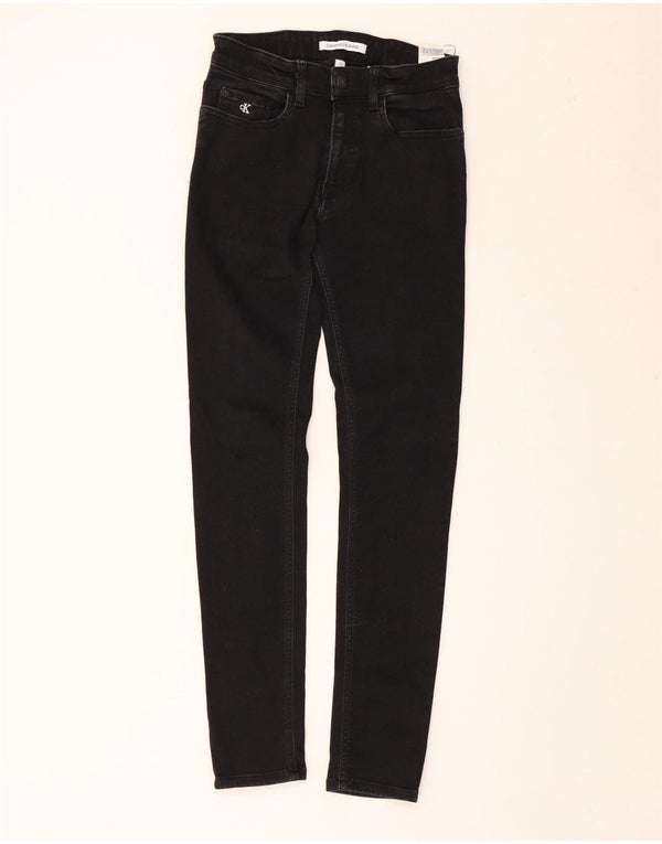 CALVIN KLEIN Drenge Skinny Jeans 13-14 år W26 L29 Sort Bomuld