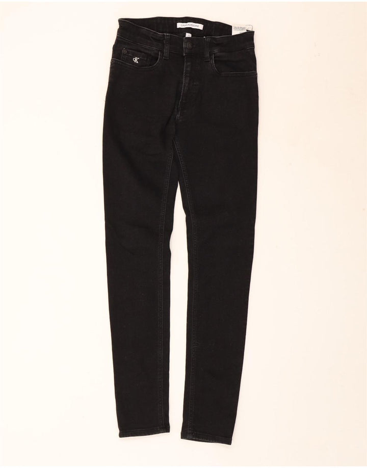 CALVIN KLEIN Drenge Skinny Jeans 13-14 år W26 L29 Sort Bomuld