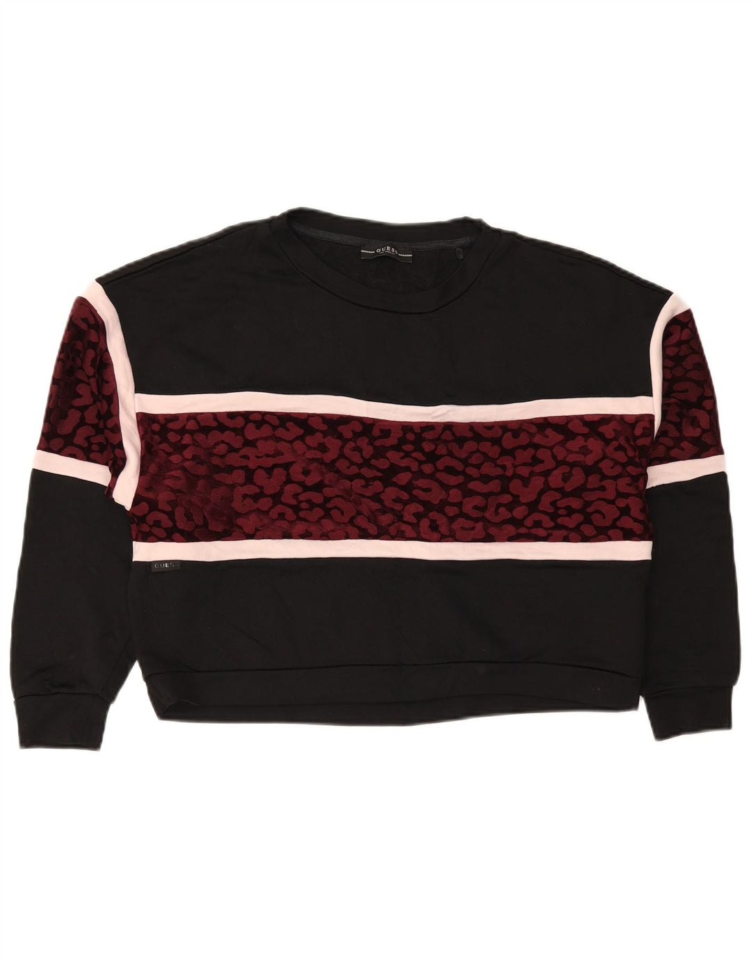 Guess Womens Oversized Sweatshirt Jumper UK 14 Medium Black Animal Print