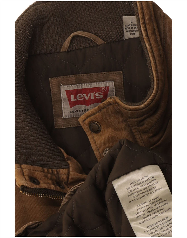 Levi's Herre Windbreaker Jacket UK 40 Stor Brun Bomuld