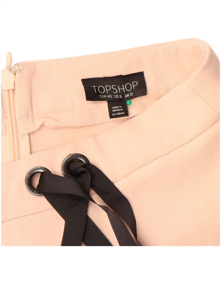 Topshop Dame Mini-nederdel UK 12 Medium W30 Beige Polyester
