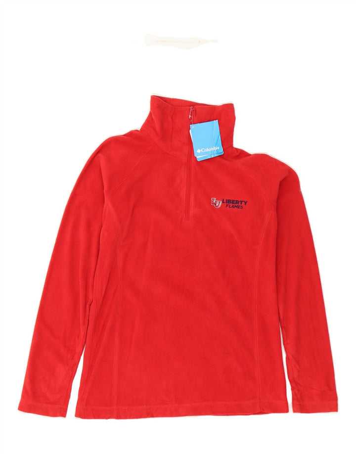 COLUMBIA Womens Zip Neck Fleece Jumper UK 10 Small Red Polyester Vintage Columbia and Second-Hand Columbia from Messina Hembry 