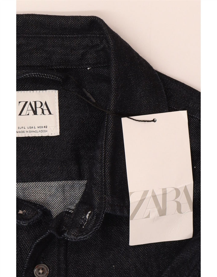 Zara Denimskjorte til mænd Stor marineblå bomuld