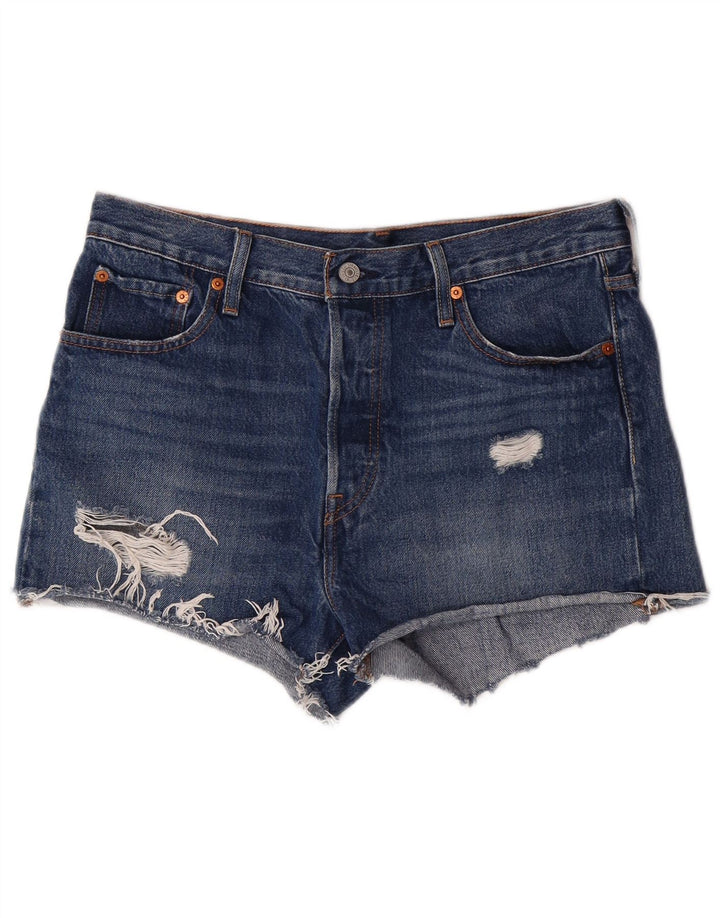 LEVI'S Womens 501 Distressed Denim Shorts W29 Medium  Blue Cotton