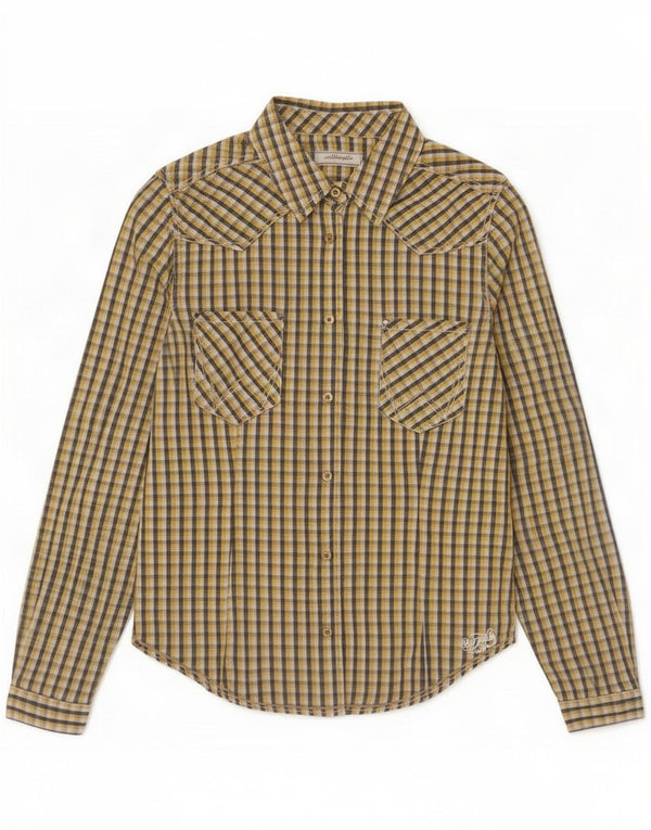 Wrangler Womens Shirt UK 10 Small Yellow Gingham Cotton